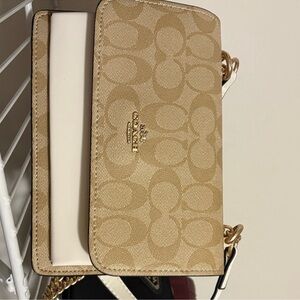 Coach Beige and White Signature Crossbody